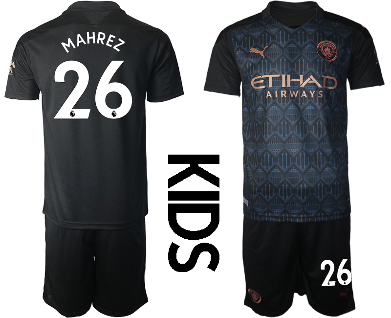 Youth 2020-2021 club Manchester City away black #26 Soccer Jerseys